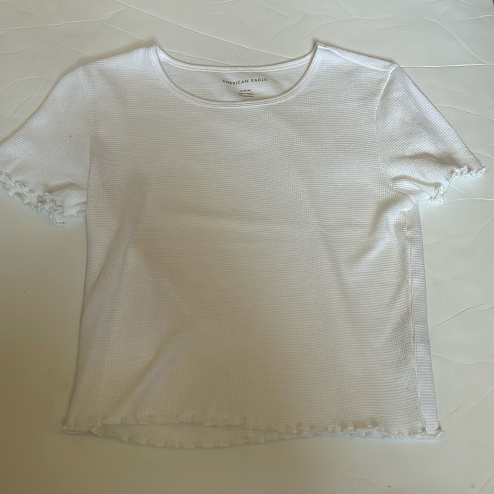 Waffle textured white crop top